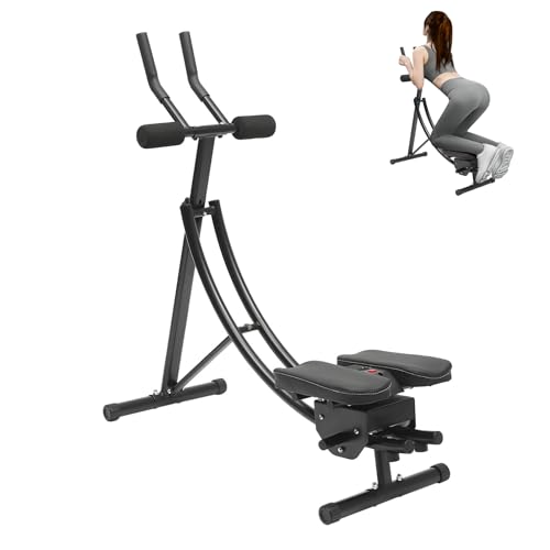 Ab Machine Abdominal Crunch Core Workout Equipment Foldable Exercise Ab Trainer Machine Coaster Abdominal/Core Fitness All Training Equipment Levels for Home & Gym - size: 41.33*15.74*43.3in Black