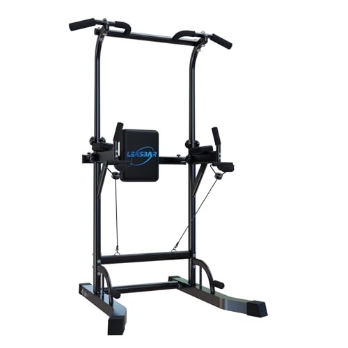 Power Tower Pull Up Dip Station, Heavy Duty Pull Up Station Dip Bar Station Multi-Function Home Gym Strength Training Fitness Equipment 500LBS