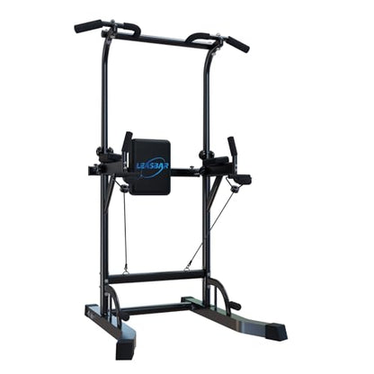 Power Tower Pull Up Dip Station, Heavy Duty Pull Up Station Dip Bar Station Multi-Function Home Gym Strength Training Fitness Equipment 500LBS