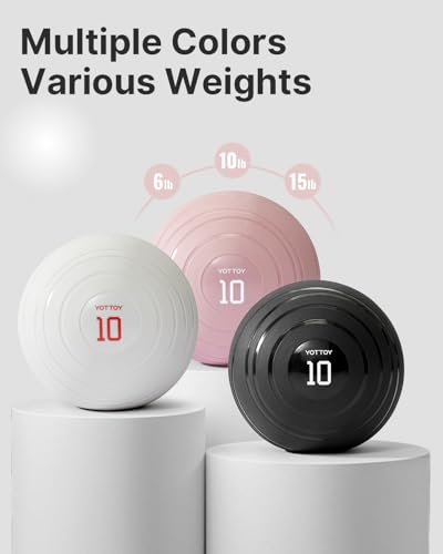 YOTTOY Medicine Ball for Exercise-slam Ball for 6&10&15 lb,Non Slip Grip,Durable Construction,Sand Filling Training,Workout,Gym for Man&Woman