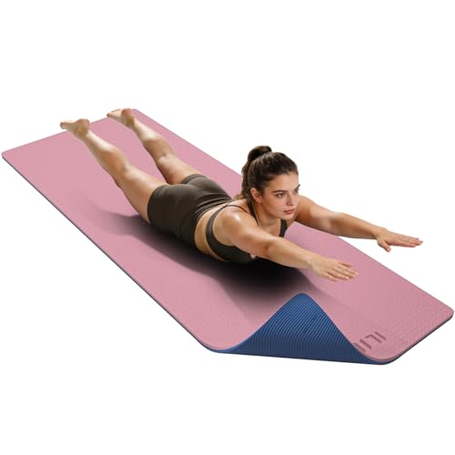 ILILI large Yoga Mat, Thick Soft Exercise Mat for Home Gym, Anti-Tear Cushioned Mat for Men Women, 76"x32.7"x0.35" for Stretching, Pilates&Fitness Workouts
