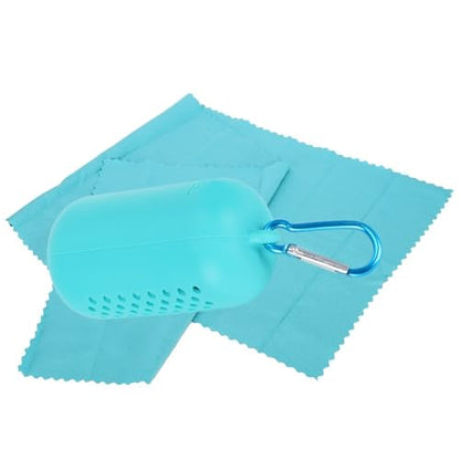 Microfiber Cooling Towel with Silicone Case Breathable and Absorbent Quick-Dry Sport Towel for Gym, Running & Travel(Blue) - color: Blue