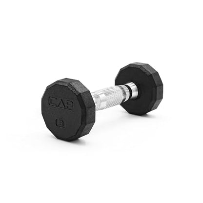 CAP Rubber Coated Dumbbell Weights, Free Weights for Home Gym Strength Training, Anti-Roll Hex Dumbbells with Black, Chrome & Comfort Grip Handles, Singles - size: 3 lb, style: 12-Sided - Chrome Handle