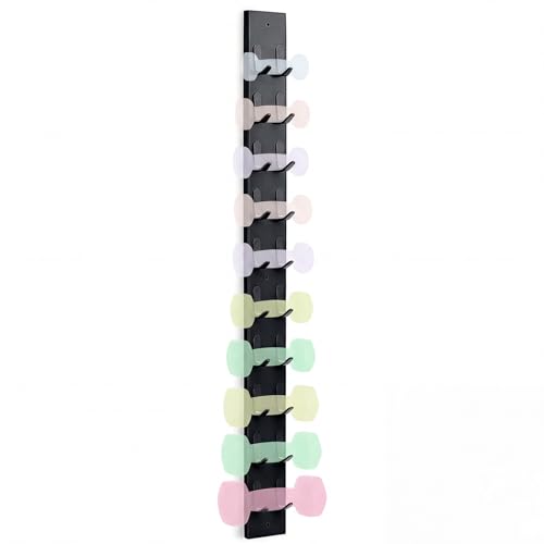 Zonon 50 Inch Dumbbell Wall Rack 10 Capacity Metal Heavy Duty Dumbbell Storage Holder for Space-Saving Home Gym Hardware Included - color: Black, size: 50 Inch