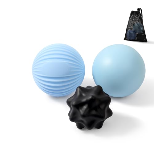 3-Piece Silicone Lacrosse Ball Set for Deep Tissue and Trigger Points - Smooth, Textured, and Spiky Massage Balls for Myofascial Release, Muscle Knots & Plantar Fasciitis - style: Silicone Smooth Lacrosse Ball Set
