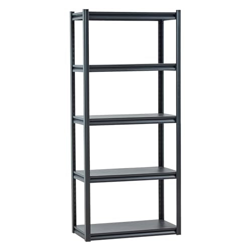VEVOR Storage Shelves, 2000 lbs, 5 Tier Garage Storage Shelving, 16" D x 32" W x 72" H Adjustable Metal Shelves for Garage Shelves Utility Rack Shelf, Ideal for Kitchen, Warehouse, Basement, Black - size: 16" D x 32" W x 72" H