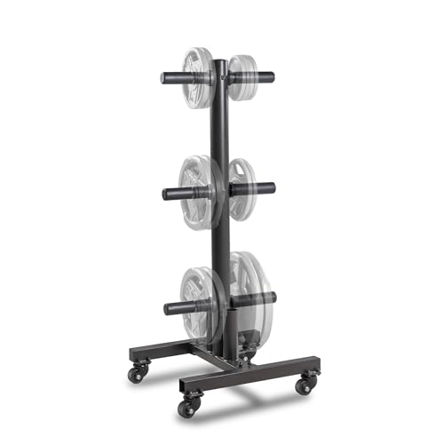 Marcy Olympic Weight Plate Tree for 2-Inch Plates Weight Storage Rack - color: Square w/ Wheels - Black