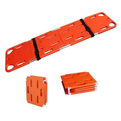 Portable Foldable Spine Board Stretcher, Lightweight PE Backboard with Straps, Water Floating Rescue Board, 350lbs Capacity for EMT, CPR, Ambulance Transport,Four Fold - size: Four Fold