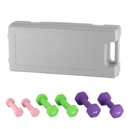 Neoprene Dumbbell Set for Women & Kids - Light Dumbbell Set (1/2/3, 2/3/5, 3/5/8, 5/10/15 LB) with Storage Plastic Case, Packed In Pairs, Set of Small Weights for Home, Living Room, Bedroom - size: 1+2+3 LBS