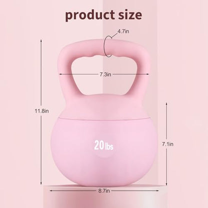 DlandHome Kettlebell Weights Strength Training Kettlebell-Great for Full Body Workout and Strength Training,Easy Grip Handle,PVC Filled with Iron Sand - color: Pink-20lbs