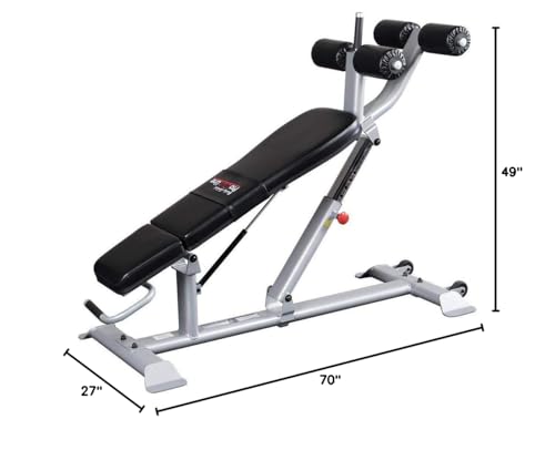 Pro ClubLine (SAB500B) Ab Bench by Body-Solid - Adjustable Sit Up/Weight Bench for Full Abdominal, Decline, Incline, and Flat Exercise, Black Finish