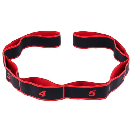 Stretching Straps 90cm Long Numbered Resistance Band with 8 Loops - Exercise Bands Adjustable Tension for Yoga, Pilates, Dance & Strength Training (Red)