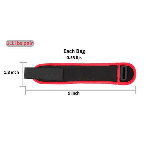 Pesas de Tobillo/Muñeca, Pesas de Puño de Mano de Brazo de Pierna Pequeña para Mujeres y Niños, Equipo de Ejercicio con Correas Ajustables para Gimnasio, Caminar, Trotar, Aeróbicos (1 Par) - color: 1.1 lb, Red