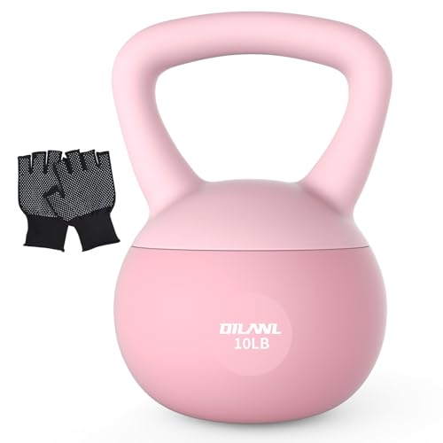 Soft Kettlebell, Safe Strength Training Kettle bell, Cushioned Impact-Resistant Base and Anti-Slip Grip Weight, Kettlebells Set for Home Workouts and Men/Women/Beginners,With Non-slip Gloves - color: Pink