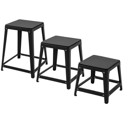 Plyometric Platform Box 12/18/24/30 Inch Steel Fitness Exercise Jump Box for Home Gym Plyometric Jumping Exercise Fit Training - style: Black 3-piece set