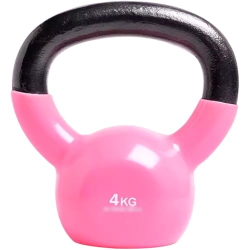Kettlebell Weights Men's Professional Training Kettlebell, Gym Solid Cast Iron Competitive Kettle Bells, Muscle Training Equipment, Squat/Swing(Rose pink-4kg) - color: Rose Pink-4kg