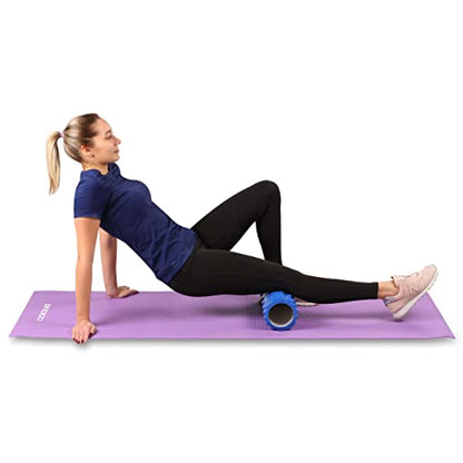 DRUNA Foam Roller for Muscle Massage, Pilates & Yoga 13"x5.5" Medium Firm PVC Foam Roller for Deep Tissue Massage, Recovery & Flexibility (Black) - color: Black