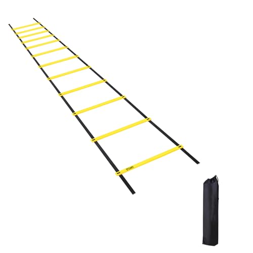 19.7 ft Agility Ladder for Speed & Balance Training, PE Multi-Sport Footwork Ladder with Storage Bag, 16.5 in Wide Soccer Agility Training Equipment for Youth Athletics & Childs Coordination Drills