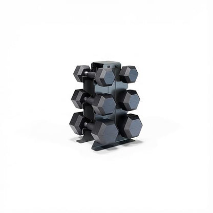 CAP Dumbbell Set with Rack, Rubber Coated Hex Free Weight Set | 100–300 lb Options, Vertical Space-Saving Storage for Home Gym Strength Training - size: 100 lb Set - Black Rack, style: Comfort Handle