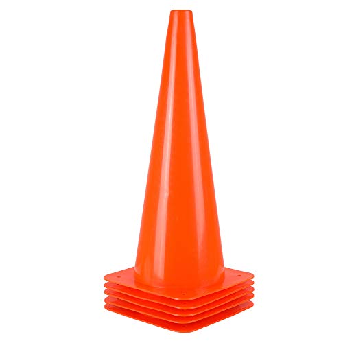 [5 Pack] 18 inch Traffic Cones, Safety Road Parking Cones,Agility Field Marker Cones for Soccer Basketball Football Drills Training, Outdoor Sport Activity & Festive Events - color: 5 Pack, Orange