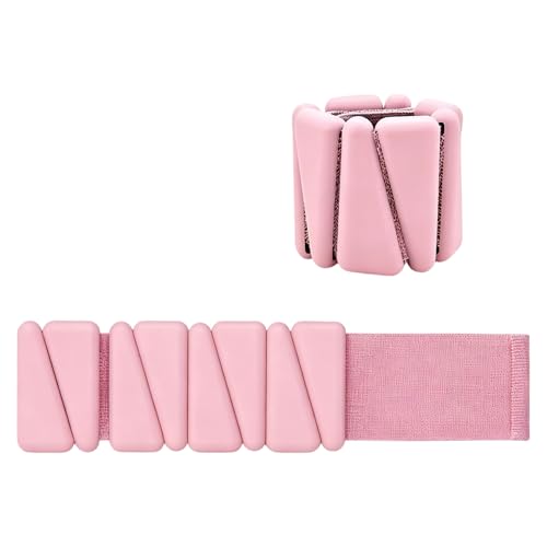 Adjustable Silicone Ankle Wrist Weights Strap for Wrist Leg and Ankle Training Providing Customizable Resistance Levels - color: Pink