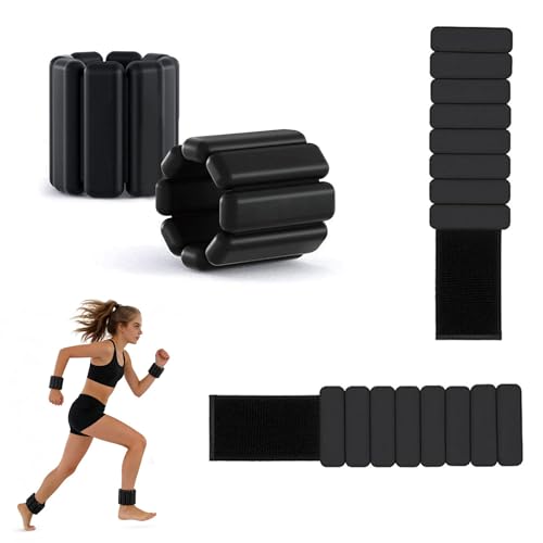 MANO 4pcs Adjustable Wrist Weights 1 lb Each Ankle Weights for Women & Men for Strength Training, Walking, Fitness, Yoga - color: Black-Oval