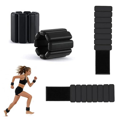 MANO 4pcs Adjustable Wrist Weights 1 lb Each Ankle Weights for Women & Men for Strength Training, Walking, Fitness, Yoga - color: Black-Oval