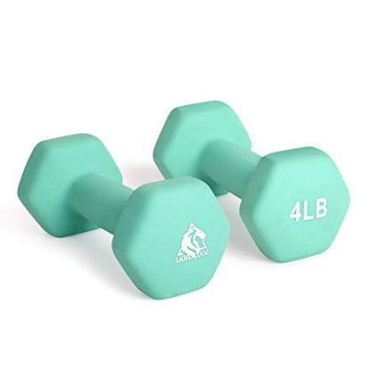 LIONSCOOL Set of 2 Neoprene Coated Dumbbell Hand Weights, Anti-Slip and Anti-Roll Hex Dumbbells in Pair for Strength Training, Resistance Training - style: Aqua 4lb Pair