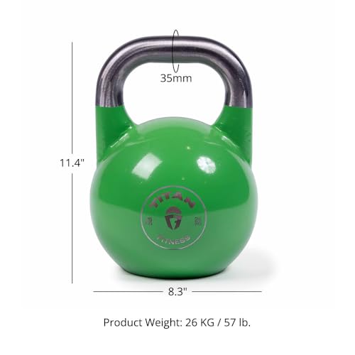 Titan Fitness Competition Kettlebell, Single Piece Casting, KG Markings, Full Body Workout - size: 57.0 Pounds