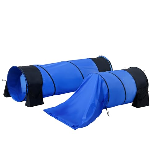 VEVOR Dog Agility Training Equipment, 13pcs Dog Agility Course Backyard Set, 2 Tunnels with Sandbags,Adjustable Hurdles,Weave Poles,Jump Ring,Pause Box, Puppy Obstacle Course Kit with Storage Bag - size: 13 Pcs Set