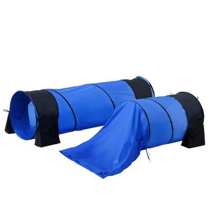 VEVOR Dog Agility Training Equipment, 13pcs Dog Agility Course Backyard Set, 2 Tunnels with Sandbags,Adjustable Hurdles,Weave Poles,Jump Ring,Pause Box, Puppy Obstacle Course Kit with Storage Bag - size: 13 Pcs Set