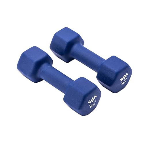 JFIT Dumbbell Pairs or Sets – Neoprene & Vinyl Coated Hand Weights for Home Gym, Strength Training, Aerobics, Cardio Exercise and Fitness - size: 8 lbs (Pair), style: Dumbbell Pair