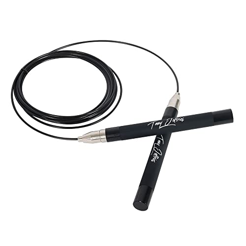 Tony Jeffries 2.0 Speed Jump Rope of 360 degree Spin Ball Bearings, Daily Exercise Skipping Rope with Silicon Grip Handles, Lightweight Self Locking Adjustable Length Jump Rope for Fitness Training