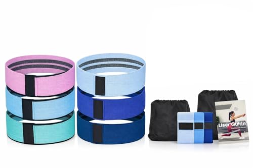 WWT Resistance Exercise Bands for Man and Women - Fabric Workout Bands for Booty, Hip, Glute, Leg, Thigh, Squat, Butt Lift Excersize and Fitness Loop Bands for Gym (Pack of 6 Color,6 Level)