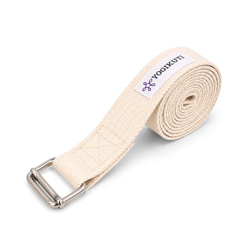 Yogikuti Premium Cotton Yoga Strap | Adjustable Yoga Belt for Stretching, Flexibility, Balance & Alignment | Yoga Accessories for Beginners, Pilates, Meditation, Exercise, Fitness & Physical Therapy - size: 9ft(3mtr)