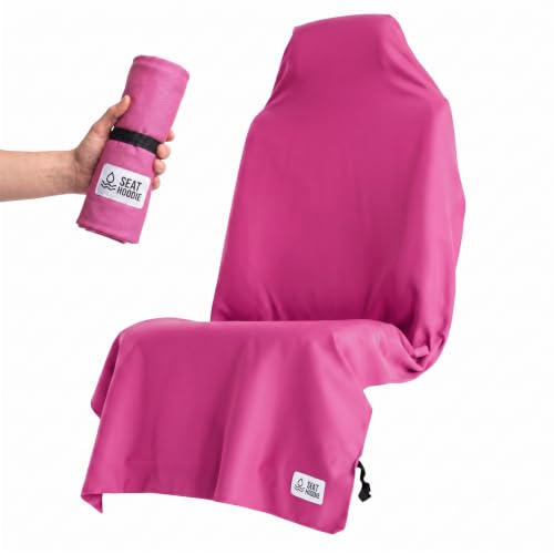 Microfiber Hooded Towel Seat Cover (Pink) - color: Pink