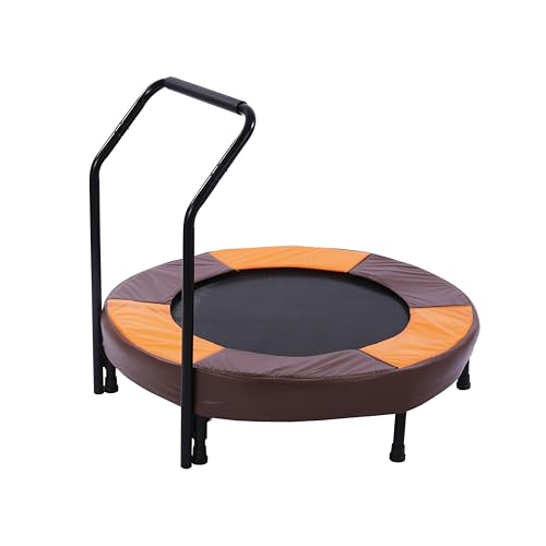 36 Inch Mini Trampoline for Indoor Kids, Foldable 3ft Mini Trampoline with Handlebar and Safety Bar, Easy to Assemble Sturdy First Trampoline for Toddlers