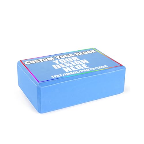 Custom Yoga Blocks with Image Text Logo Eva Foam Lightweight Yoga Bricks for Yoga Pilates Stretching Meditation Dance Yoga Accessories - color: Blue