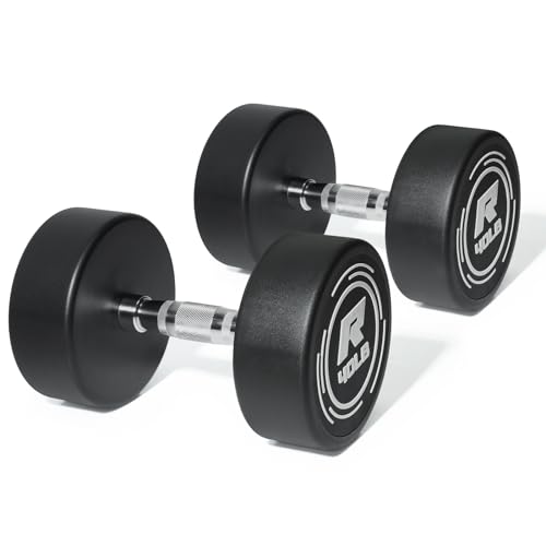 RitFit 5-250 LBS PVC Encased Round Dumbbell sets with Knurled Handle and Optional Rack, Strength Training Equipment for Home Gym - style: 40LB×2