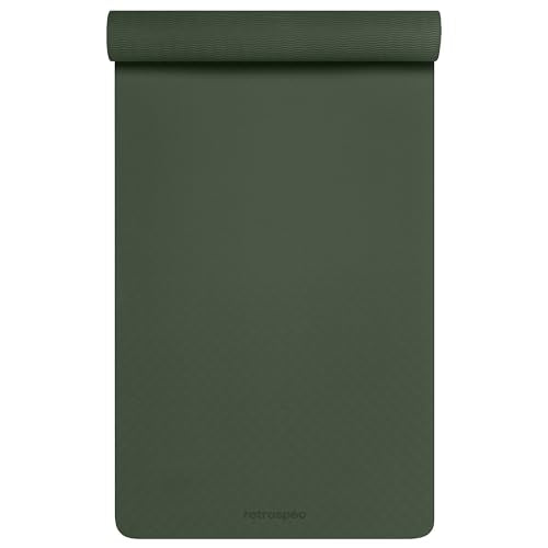 Retrospec Zuma Yoga Mat 6mm Thick Non-Slip TPE Exercise Mat | Cushioned Workout Mat for Yoga Pilates and Home Stretching | 72 x 24 with Carrying Strap