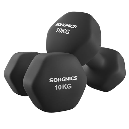 SONGMICS Dumbbells Set of 2 Dumbbells Set Dumbbells Hexagon Neoprene Coating Strength Training Workout Fitness Training Home