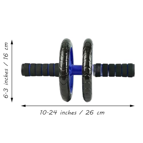 Abdominal Roller Wheels Ab Trainer with Knee Pad Core Workout Exercise Muscle Fitness Equipment Men Women for Home Office Gym Outdoors (Blue And Black)