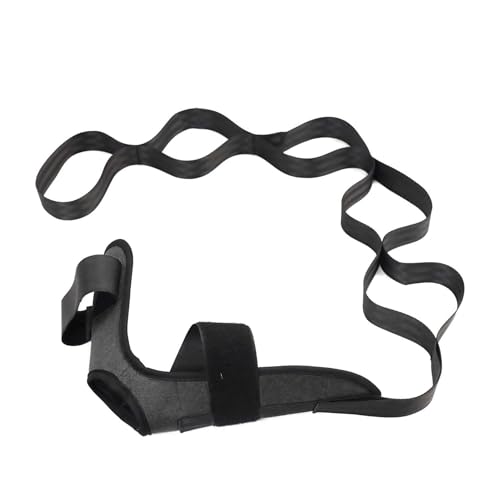 Segmented Yoga Strap with Loops – Physical Leg Stretcher for Fascia, Flexibility, Rehabilitation, Ankle Correction, Hemiplegia Recovery Aid, Adjustable Cotton Stretching Belt for Home/Gym - color: Black