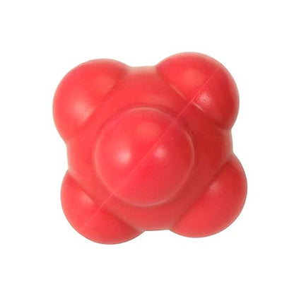 Mikikit Red Reaction Ball for Baseball Training Medium Difficulty Hexagonal Silicone Agility Ball for Hand Eye Coordination Reflex Speed and Multi Sport Skill Development