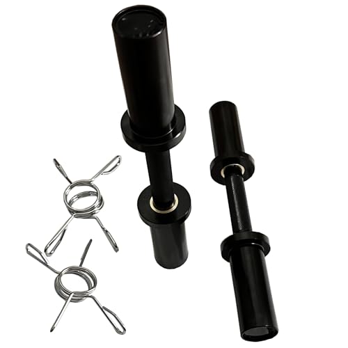 Olympic Loadable Dumbbell Handle, 16 Inch Steel Barbell with 2 Pairs Collar Clips, 200lb Capacity for Home Gym, Weightlifting, Strength Training and Bodybuilding