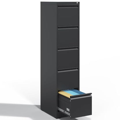 Metal File Cabinet with Drawer Heavy Duty Locking File Cabinets - color: Black, size: 64.2"H-5 drawers