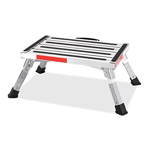 Yagud Safety RV Steps, Non-Slip Folding Adjustable Step Stool - color: Silver Black
