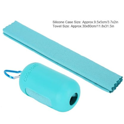 Microfiber Cooling Towel with Silicone Case Breathable and Absorbent Quick-Dry Sport Towel for Gym, Running & Travel(Blue) - color: Blue
