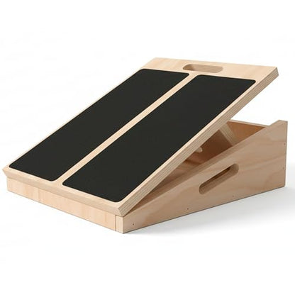 Wooden Slant Board for Exercise, Adjustable Slant Board Wide for Legs, Knees & Ankle Stretching, 450 Lbs Weight Capacity, Wooden Calf Stretch Board with Side Support & Top Handle