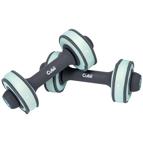 Cubii Build Adjustable Dumbbell Set - Includes Two Adjustable Hand Weight Dumbbells Plus 4 Cubii 1 lb SoftRings Free Weights with Fast and Easy Exercise Weight Adjust for Women and Men Strength